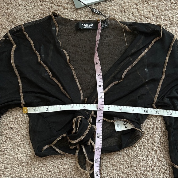Jaded London Black Tie Front Sheer Mesh Top NWT Size 2 - Picture 7 of 8